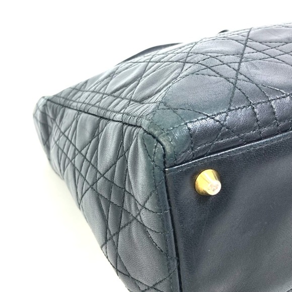 CHRISTIAN DIOR Cannage Bag 2WAY/shoulder bag Hand Bag Black GoldHardware - Picture 7 of 15